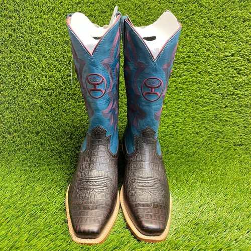 Twisted X Hooey 12" S Toe Womens Size 9 Blue Coffee Outdoor Cowboy Western Boots - Picture 5 of 10