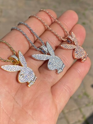 Playboy Bunny Pendant Simulated Diamond 