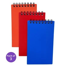 Three Leaf Memo Book 3X5 Double Wire Plain Poly Cover Top Bound-3Pk - 50 Sheets