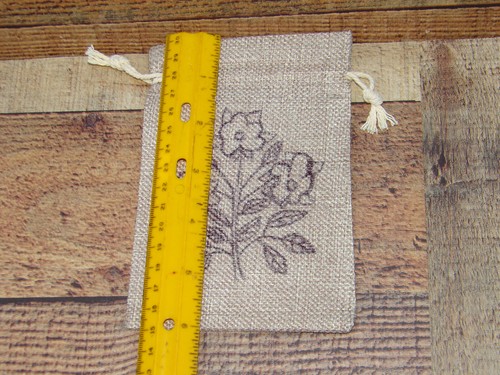 Southwestern Inspired Medicine Bag, Flower Burlap Drawstring Bag, Talisman Bag - Picture 2 of 6