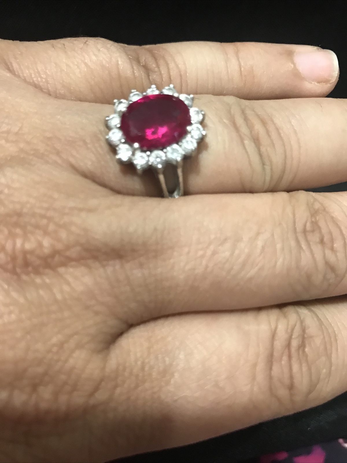 sterling silver Large Tested  ruby signed Size 8 … - image 7