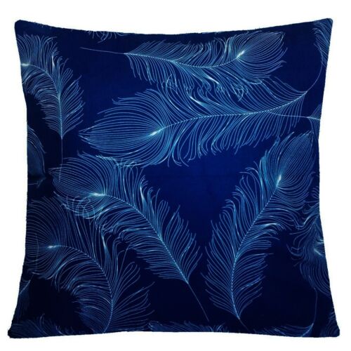 PILLOW COVER Navy Blue Velvet Boho Home Decor Decorative Bed Cushion Case 16x16" - Picture 3 of 19