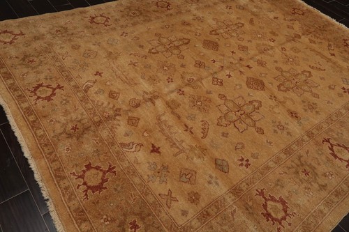 8’1" x 10’1” Authentic Hand Knotted Wool Turkish Oushak Oriental Area Rug Tan - Picture 5 of 9