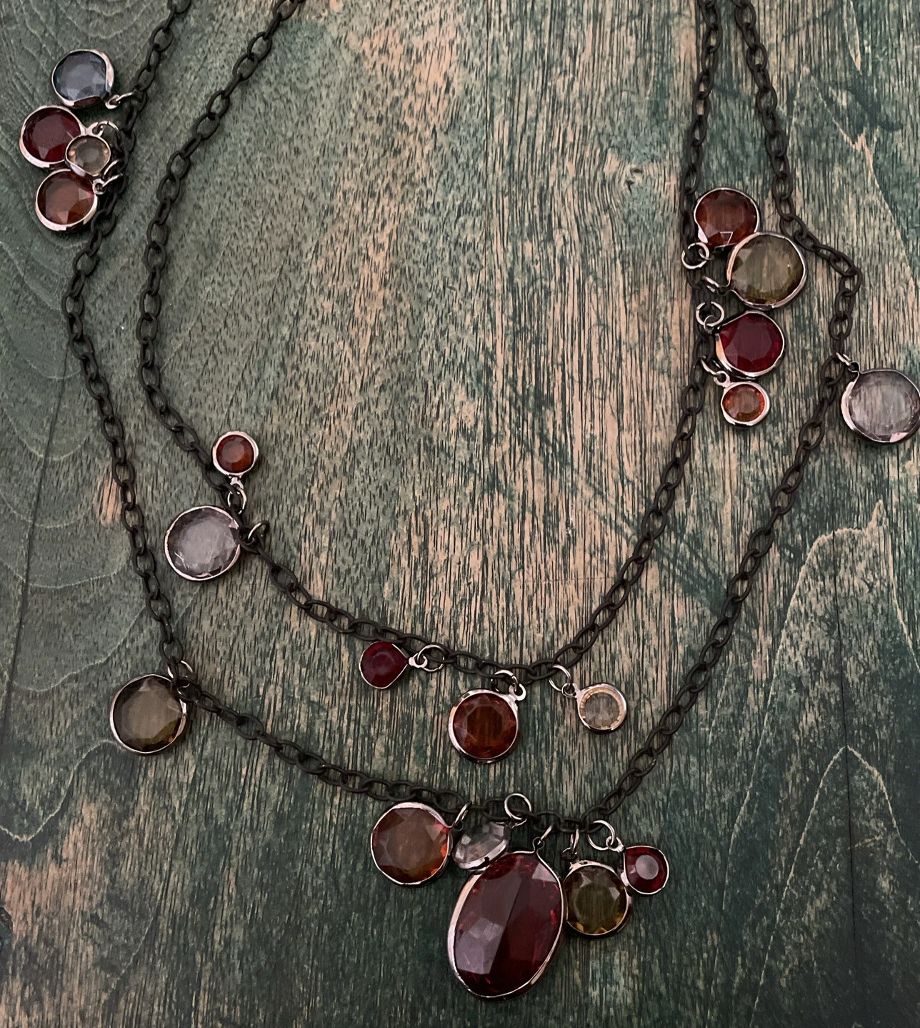 VETEMENTS Collana Vintage 22 24"" Catena Nera Colorata Pendoli Designer Firmata U e I