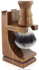 Wood Shaving Razor Brush Stand Set handmade Man Christmas Holiday Secret Santa
