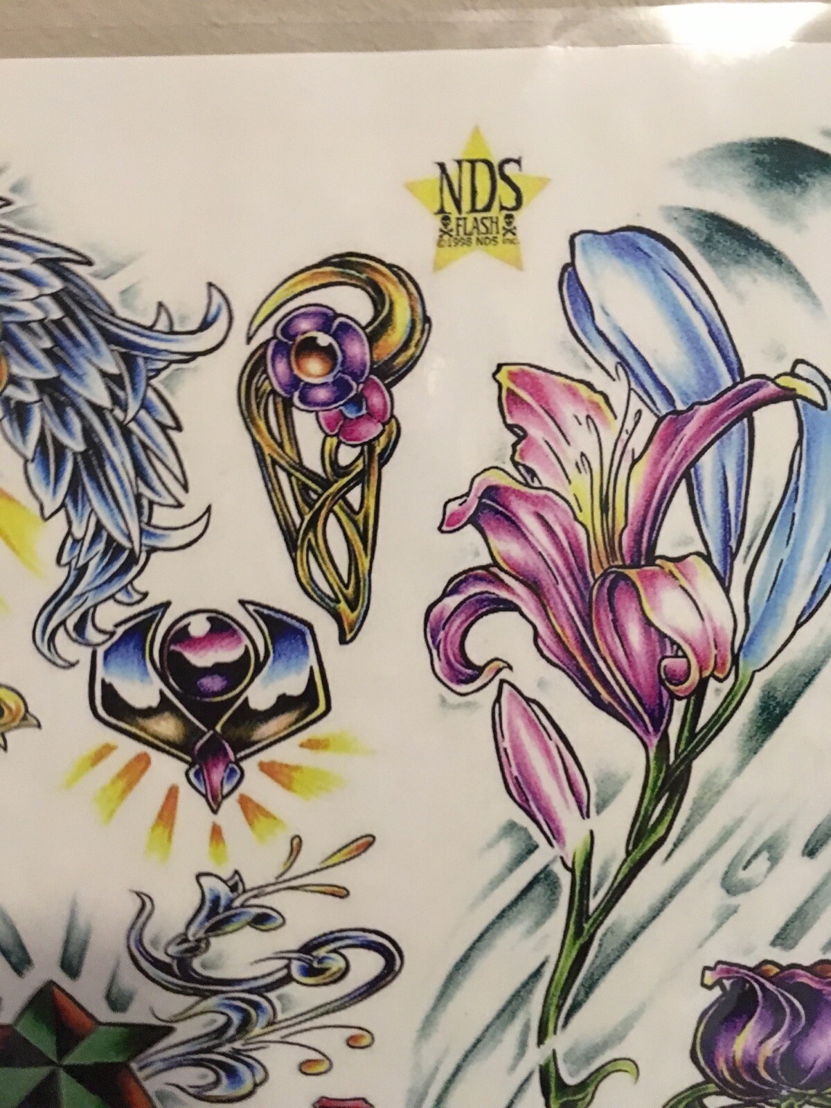 Tattoo Studio Shop Flash Single by Joe Capobianco Angel Flowers 11" X 14"  Print | eBay