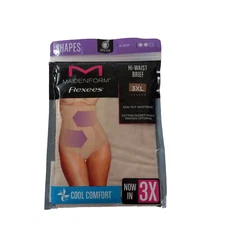 Maidenform Flexees Shapes Hi-Waist Brief Women's Size 3XL Beige Cool Comfort New