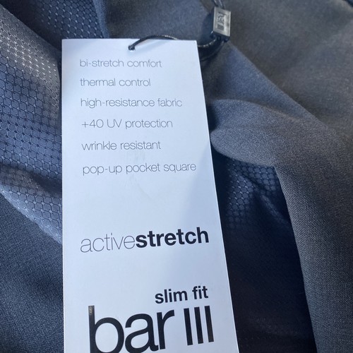 bar III Men Slim Fit Stretch Active Stretch Blazer Dark Gray 44L $425 New - Picture 19 of 20