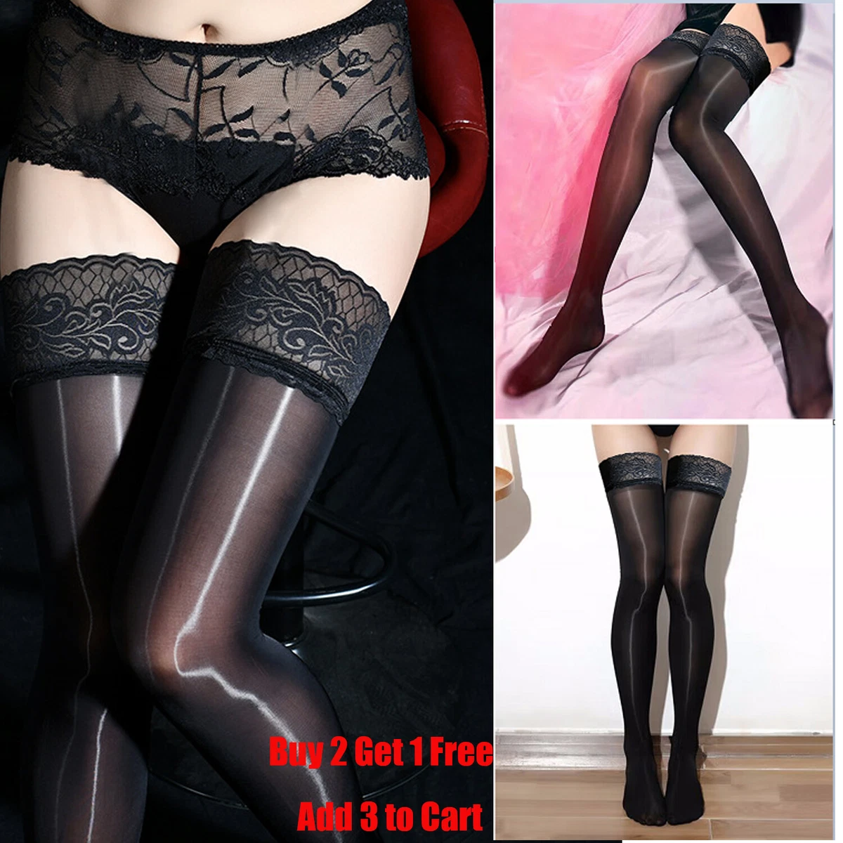 Ultra thin See Through Shiny Glossy Thigh High Stockings Nylon Pantyhose Hosiery