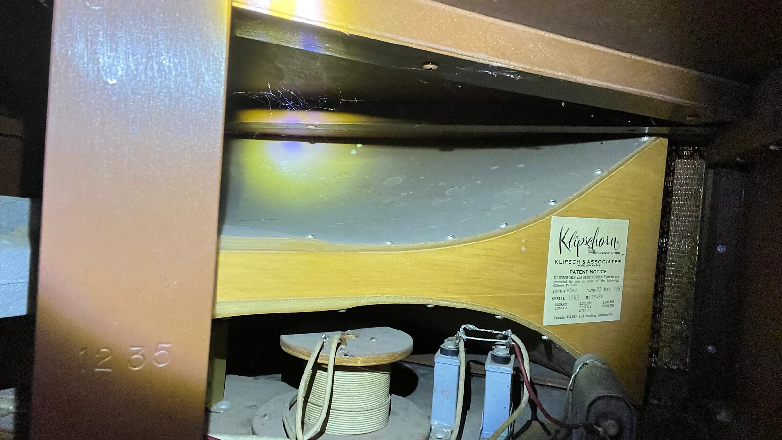 Klipsch Klipschorn Single Speaker 1957 Rare Serial 1343 , K5J/SAHF