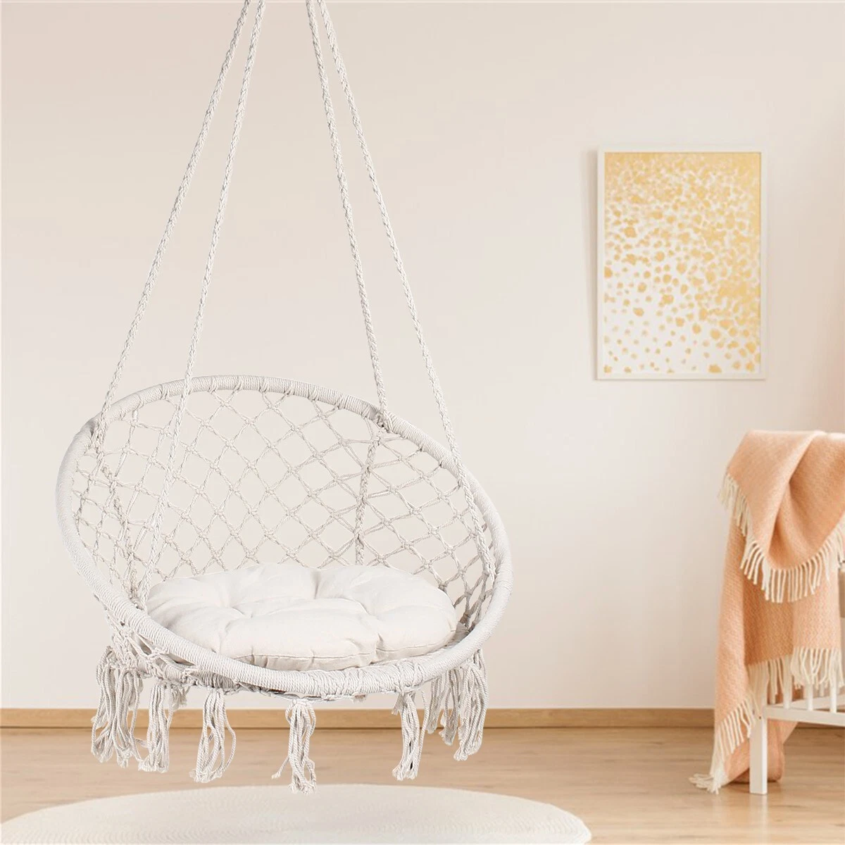 White hanging swing chair deals