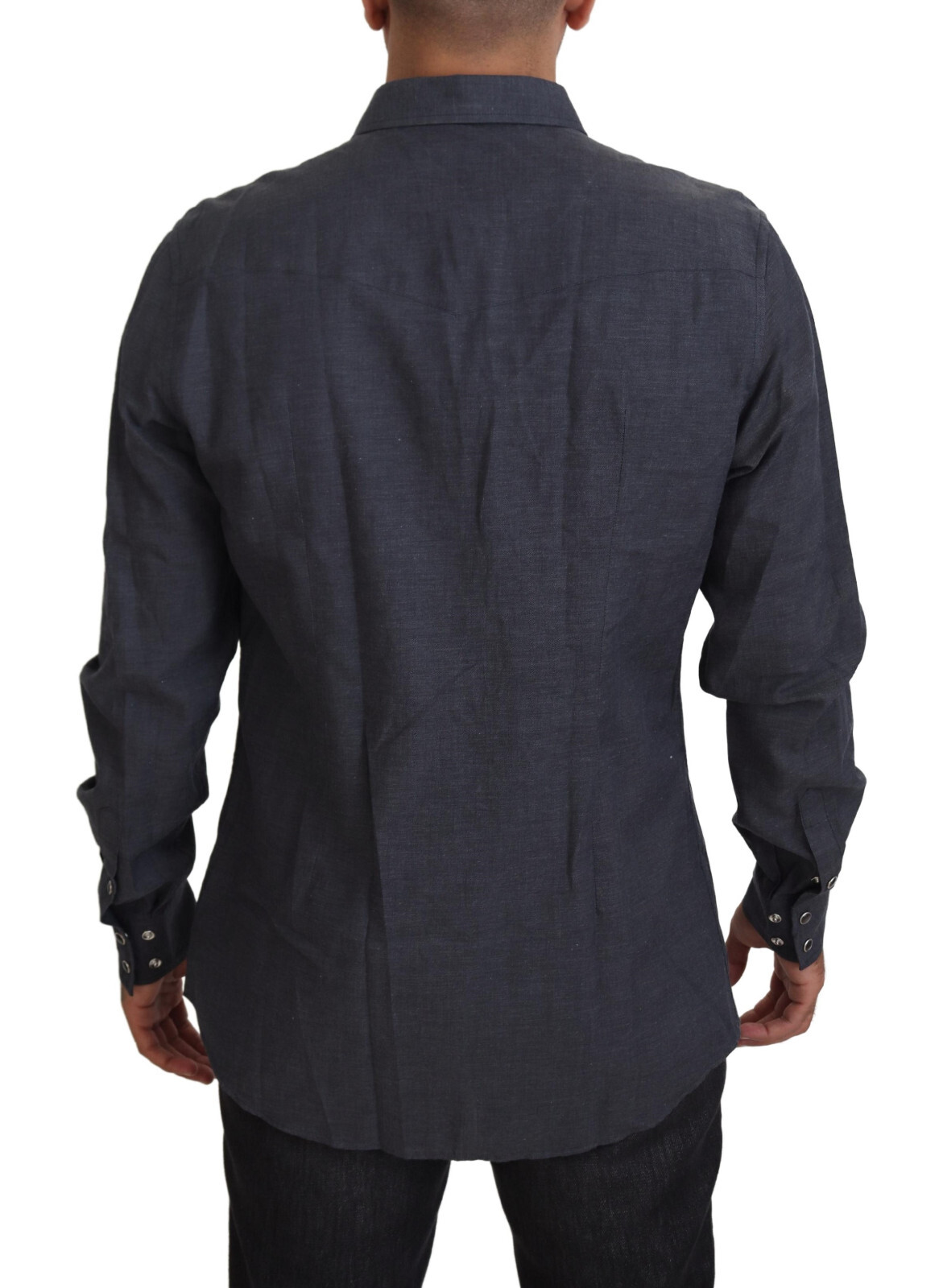 DOLCE & GABBANA Shirt Blue Cotton Denim Crystal Bee IT39/US15.5/S RRP 900usd image 3