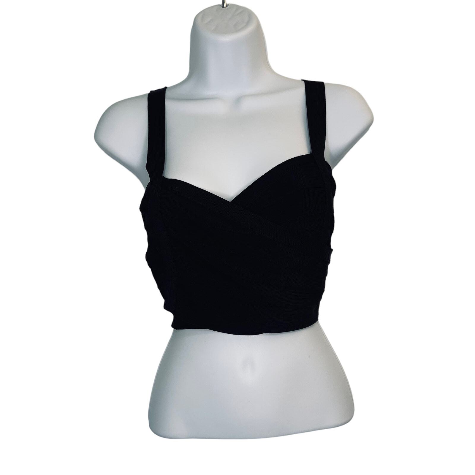 Bebe Crop Top Women's Small Black Exposed Zipper Back Goth Festival Y2K-image