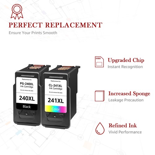 PG-240XL CL-241XL Black Color Ink Cartridge For Canon PIXMA MX512 MX522 MX532 - Picture 6 of 6