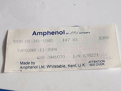 ANFENOL 5935 01 341 1940 AMB9305 M39029 58 360 14 CONTACTOS TVPS00RF 11 35PN - Imagen 6 de 12