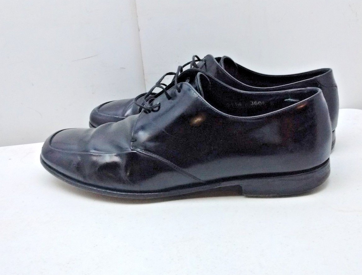 PRADA Derby Black Leather Lace Up Oxfords Apron Toe Men display picture 1