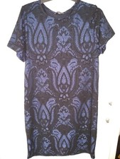 Warehouse short sleeve Blue black Dress Size 8 UK VGC