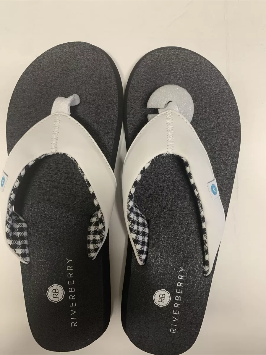 Riverberry Yoga Flip Flops Yoga Mat Summer Sandals Women's White/Black Size  10