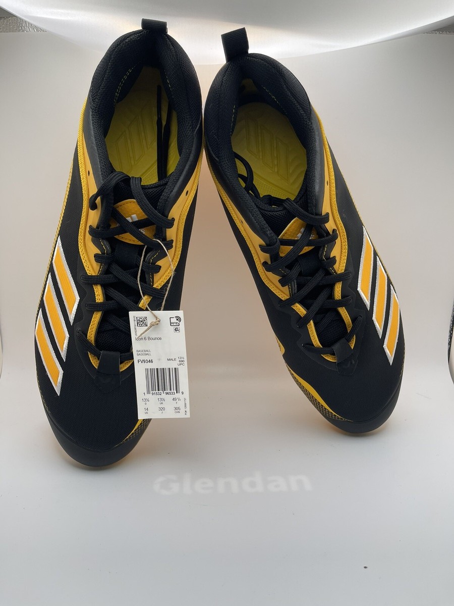 Adidas Icon 6 Bounce Mens Metal Baseball Cleats Yellow Black  display picture 1