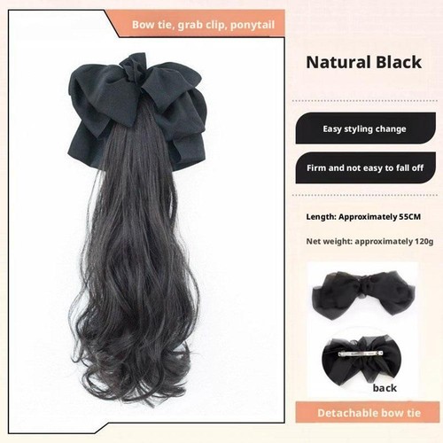 22 Zoll gewellte lockige Schleife Perücke Pferdeschwanz Kralle Clip Frauen süß Haarschmuck уу L2F2 - Bild 17 von 20