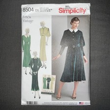 Simplicity 8504 Misses Sizes 4-12 1930s Vintage Style 90TH Anniversary Pattern