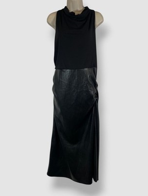 Donna Karan Women's Black Mixed Media Faux Leather Dress Size 10