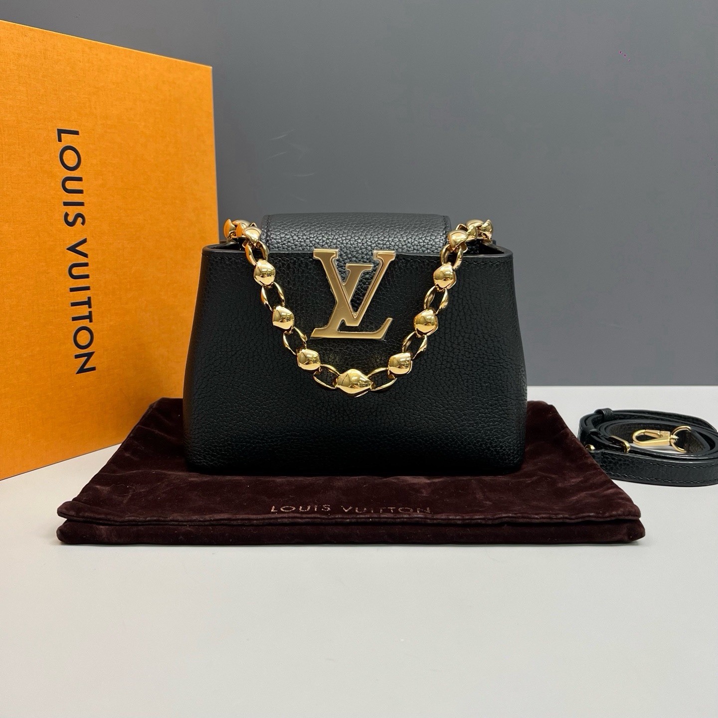 Authentic Pre‑owned Louis Vuitton Capucines Mini Black Taurillon Leather