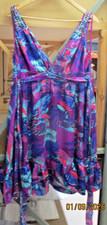 Tropical Floral Print Dress in size 16 (satin feel)-purple/pink/blue-good condit