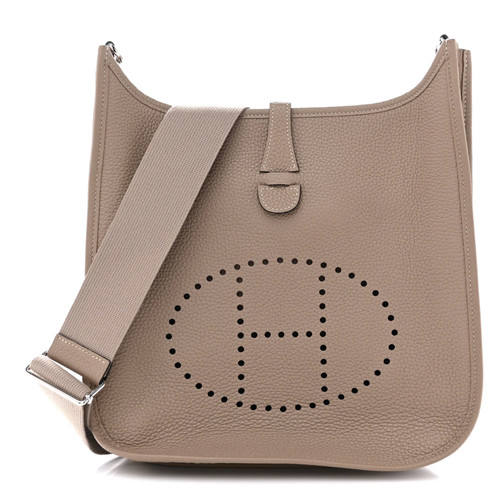 HERMES Evelyne III PM 29 Grey Gris Tourtelle Clemence +Palladium Hardware +Box