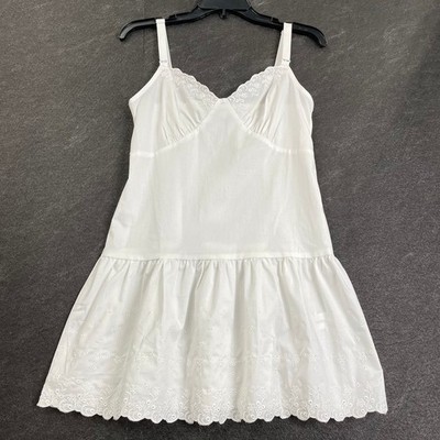 FRANKIES BIKINIS Willa Poplin Cotton Mini Dress Women's Size L White