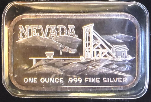 Silvertowne Mint Nevada Mine Comstock Sealed Bullion-0.999 Silver 1 Oz Art Bar