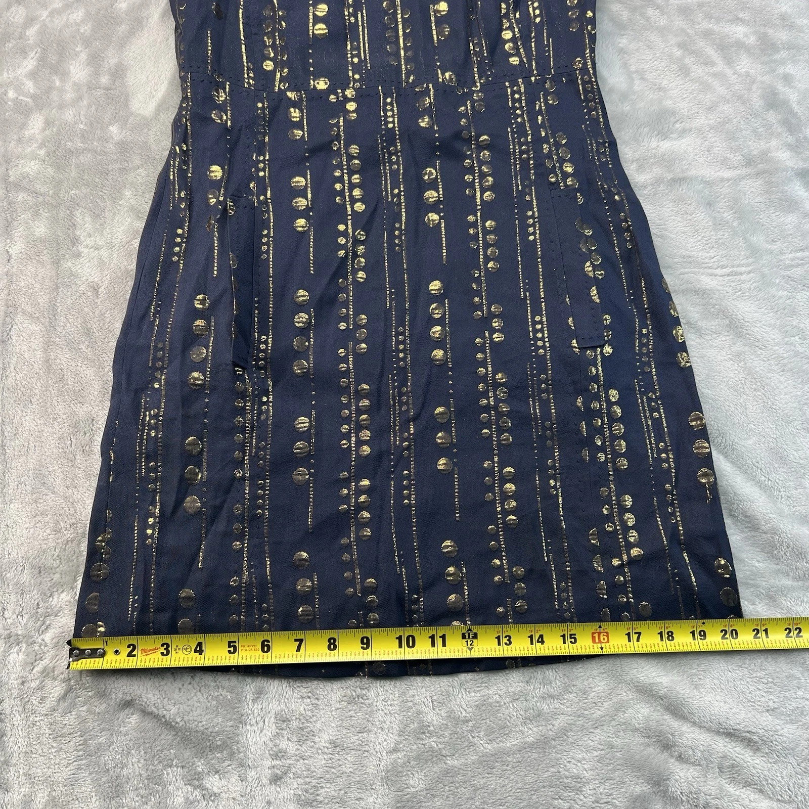 Abito donna Tory Burch taglia 6 blu navy oro senza maniche