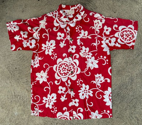 Vintage 1960s Royal Hawaiian Shirt Red White Tropical Short Sleeve M/L C 44 - Picture 7 of 18