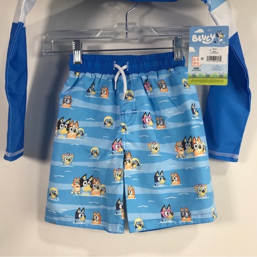 DreamWave Bluey 2 Piece Rashguard & Swim Trunk Set, Toddler Boy's Size 5T - Blue - Picture 7 of 12