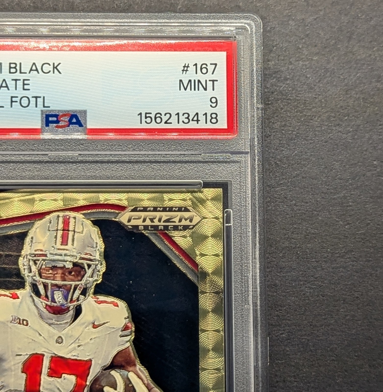 CARNELL TATE Rookie 2025 Prizm Black Gold Vinyl Superfractor SSP /5 PSA 9 Mint view 3