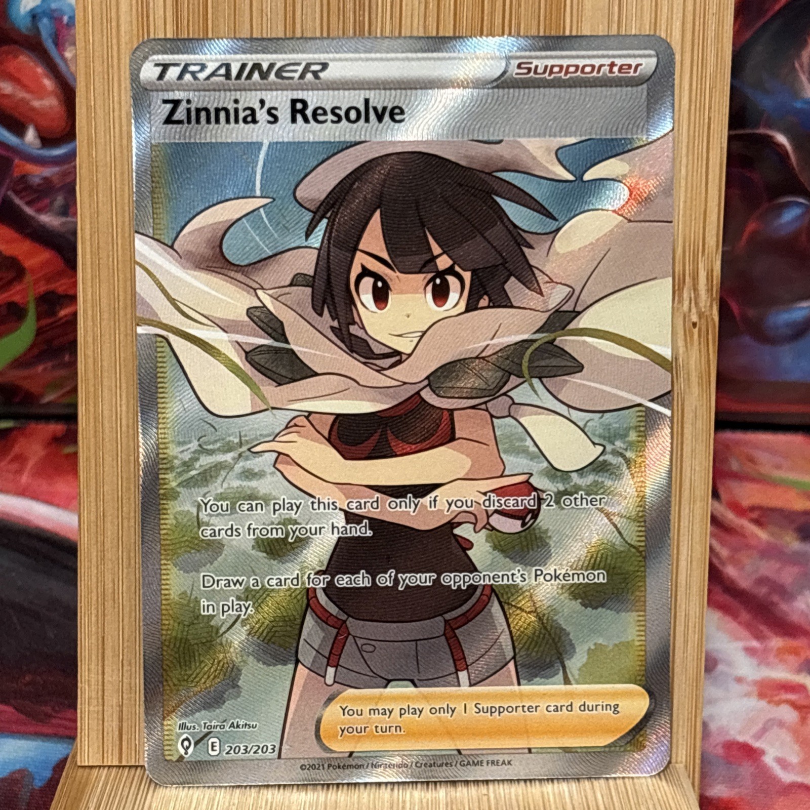 Pokemon TCG Zinnias Resolve Trainer Card 203/203 Full Art Evolving Skies - NM