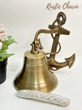Vintage Nautical Brass Bell |6'' dia  Ship Boat Bell | Christmas Hanging Decorat
