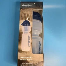Eddie Bauer Hydrate Filtration Water Bottle Clear BPA-Free Pop-Up Straw 25oz
