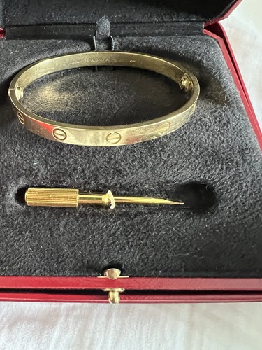 Cartier Love Bracelet Yellow Brushed Gold Size 18 RRP: £7,050