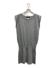 CHANEL                    Coco Mark Button Sleeveless Cashmere Knit Dress gray P