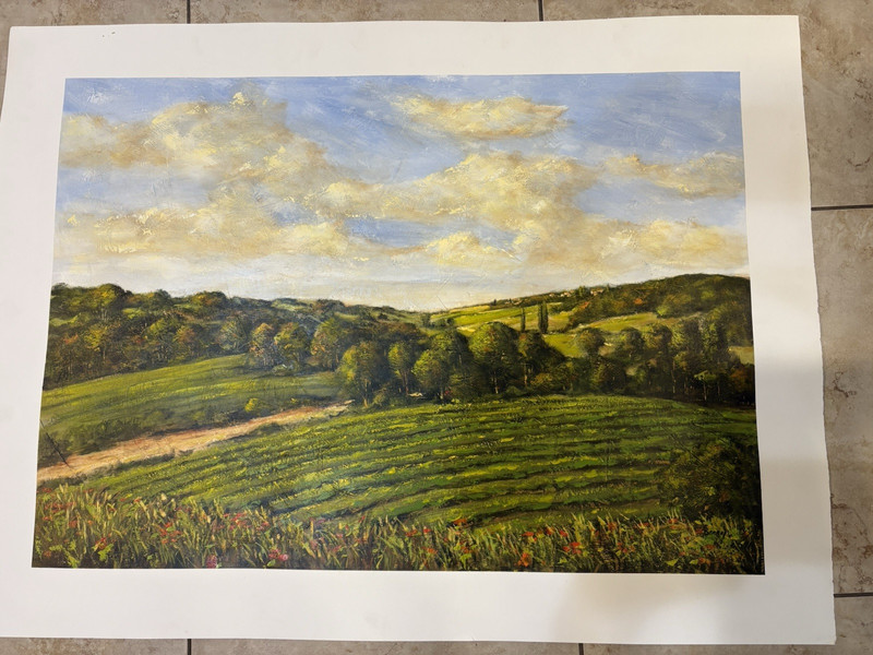 Charles Berry original acrylic  painting , "Rollin hills", unframed on  paper