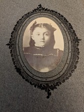 1890 Cabinet Card-Young Girl with bows  ribbons