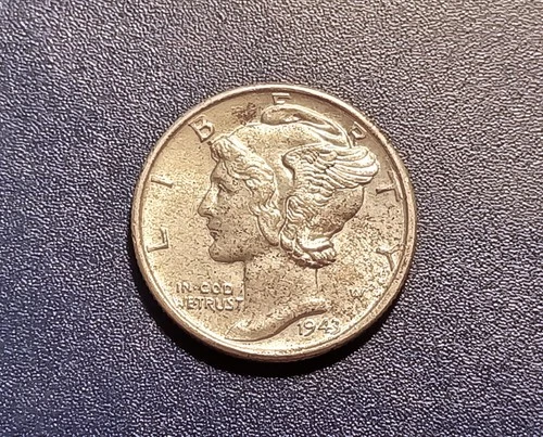 Gem BU 1943-P Mercury Dime (lightly toned)
