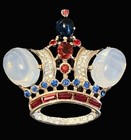 TRIFARI A. Philippe Large & Medium Moonstone Cabochon Crown Pins & Clip Earrings — photo 3