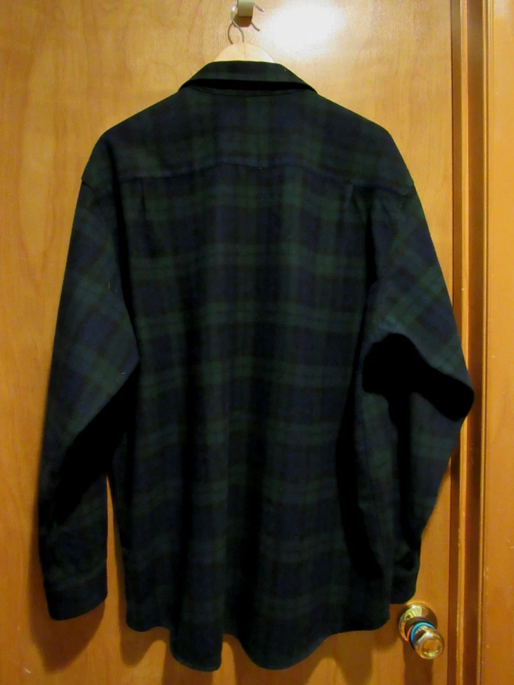 Men’s XL Long Pendleton Wool Outdoorsman Shirt Black Watch Tartan Plaid - Image 2 of 4