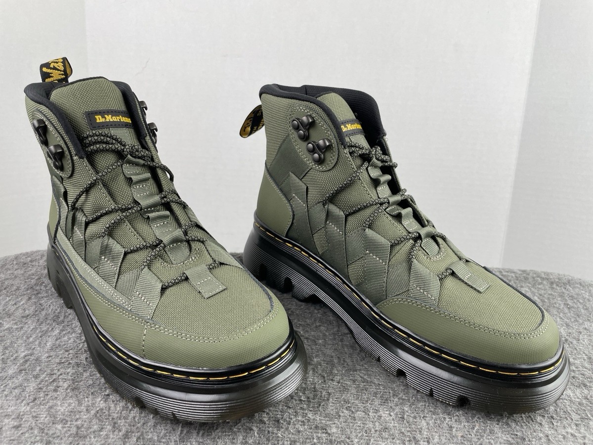 Dr. Martens Boury Combat Military Boots Olive Green Nylon