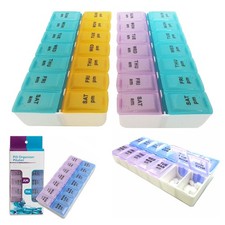 2 Pk Am Pm 7 Day Pillbox Organizer Medicine Tablet Daily Vitamin Case Holder