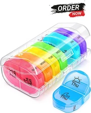 Pill Box 2 Times a Day, Weekly Pill Organizer AM PM Case to Hold Vitamin, Medici
