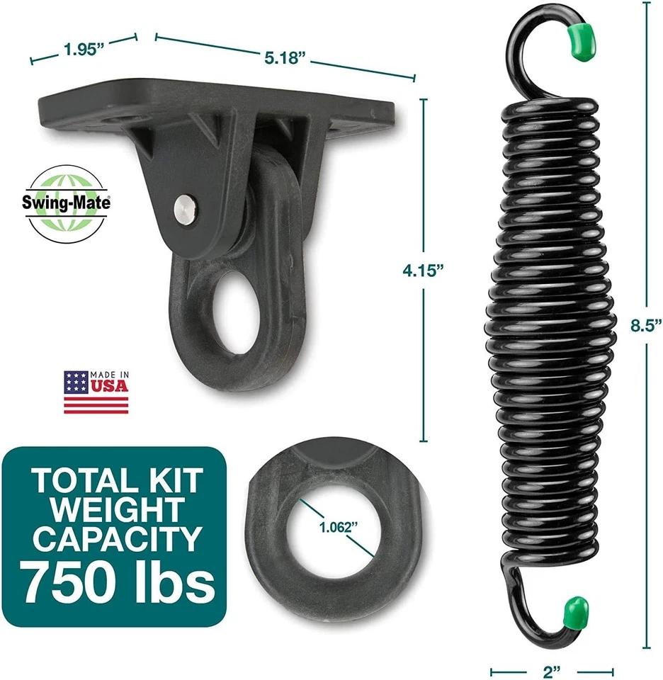 Kit colgante columpio porche SwingMate - 750 libras Capacidad - Orgullosamente Hecho en Negro  Foto 3 de 4