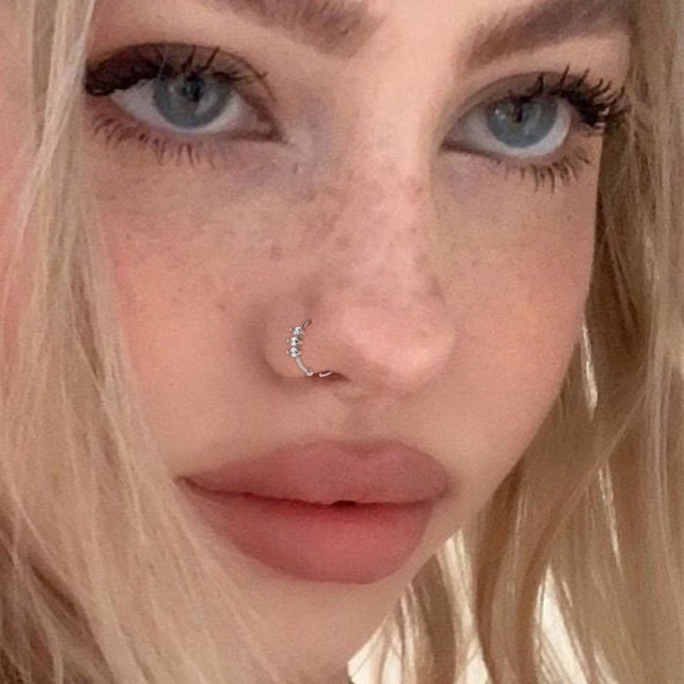 Anillo aro flexible 20G 8 mm plata de ley 925 circón hélice cómodo piercing tragus Foto 3 de 4